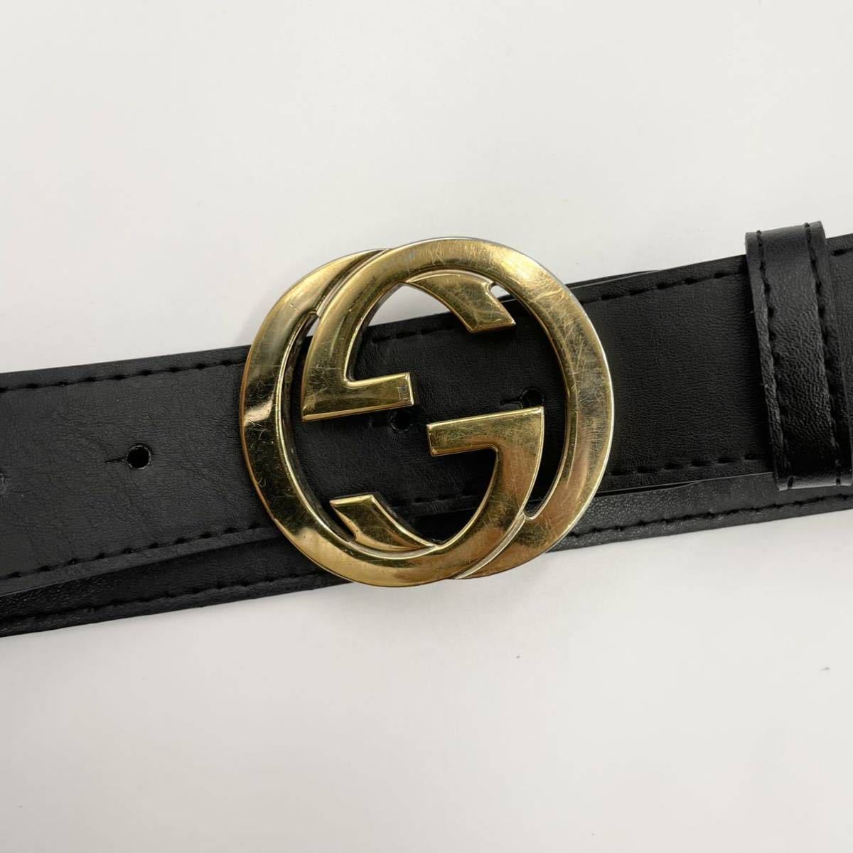 1円 極美品 GUCCI グッチ ベルト インターロッキング バックル