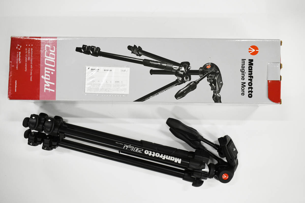 【1000円スタート！】Manfrotto マンフロット 3段 三脚 LIGHT アルミニウム 3ウェイ雲台キット290シリーズ MK290LTA3-3W (国内正規品)_画像1