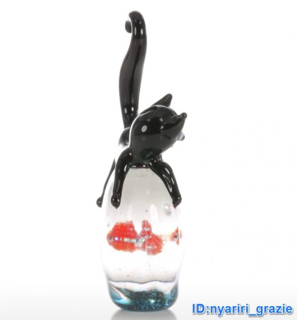 Tooarts cat goldfish gift glass ornament ornament cat deco hand made free shipping 4