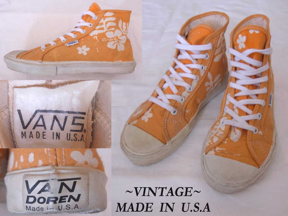 人気が高い 製 USA アメリカ DOREN VANSハイビスカス柄 ビンテージ