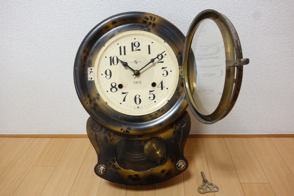 昭和レトロ 古い柱時計 舘本時計 変り掛時計 TUKYO 掛け時計