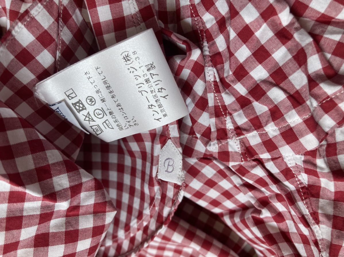 新品　ボリエッロ（伊）　ギンガムチェックシャツ４２　　赤白　ナポリのカミッチェリア　イタリア製　定価２．６万円_画像7