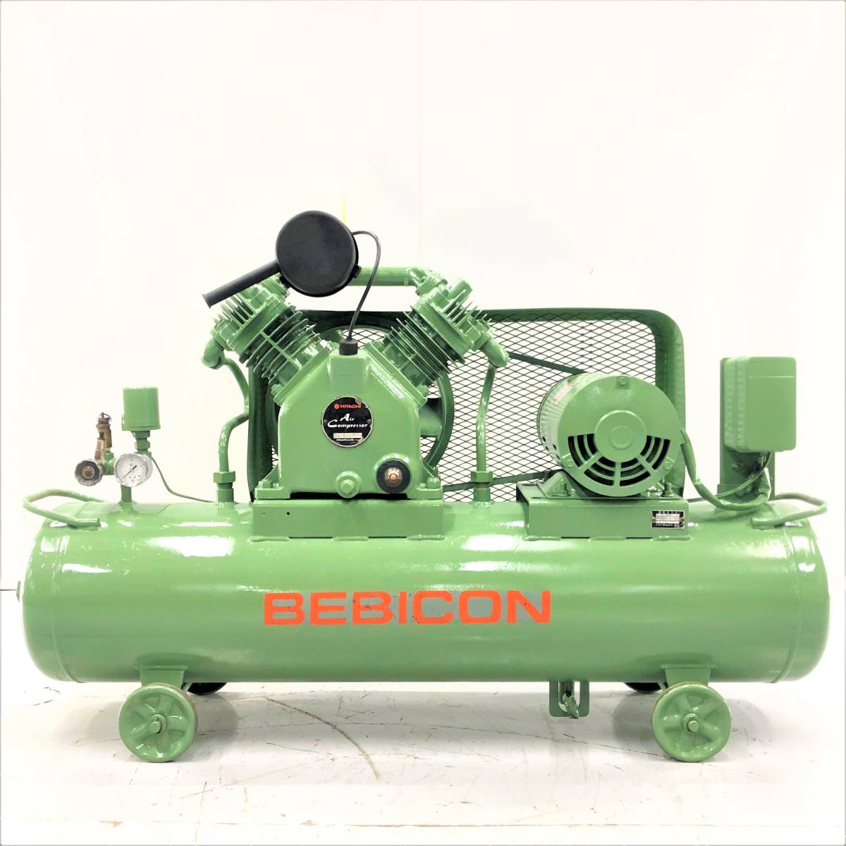 日立、BEBICON、1馬力、コンプレッサー、100/200V、モーター確認済み-
