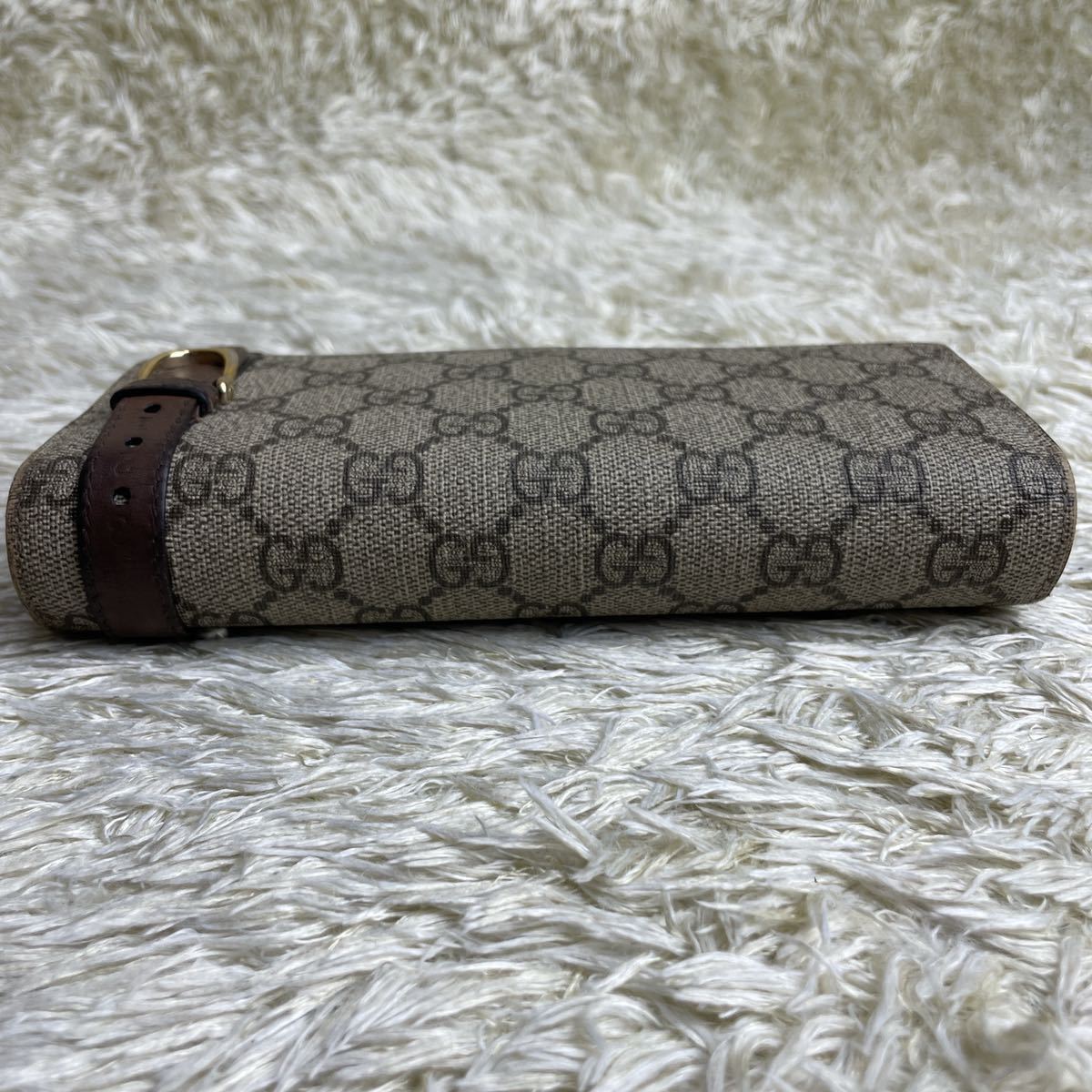 1円美品GUCCI グッチ長財布二つ折り財布GGスプリームホースビット