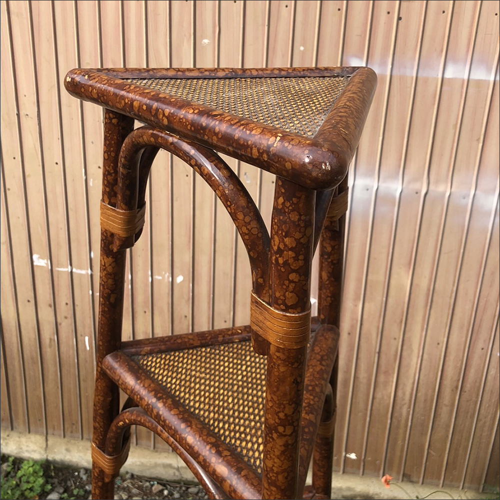 ヴィンテージ ラタン タワーシェルフ】検:飾り棚ビンテージ籐家具花台