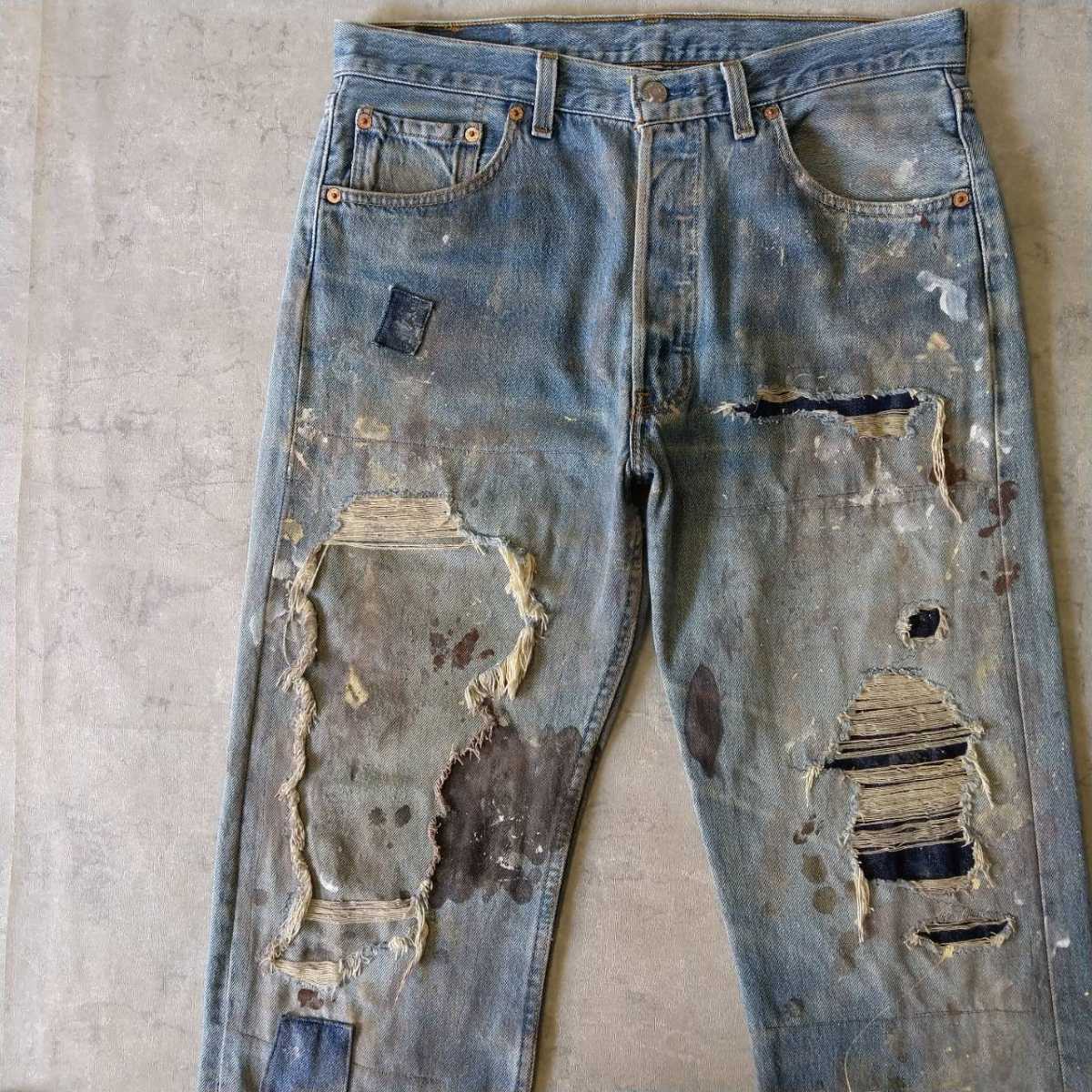 爆売り ビンテージ パッチワークデニム リーバイス 501 usa製 グランジ ダメージ パンツ 爆売り ビンテージ パッチワークデニム リーバイス 501 usa製 グランジ ダメージ パンツ