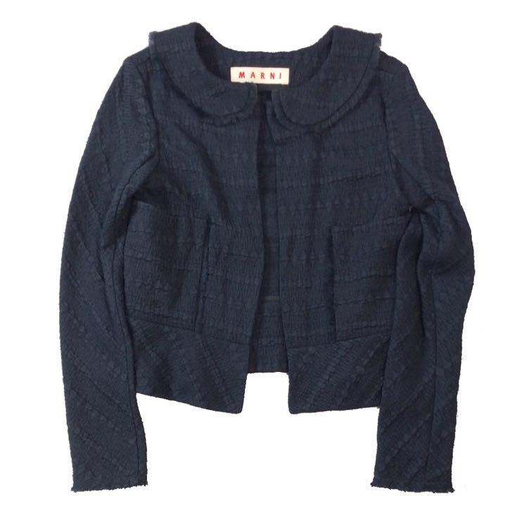 美品 MARNI マルニ ジャケット ナイロン×シルク×リネン ネイビー