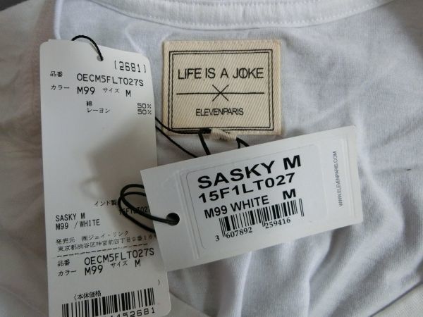 ELEVEN PARIS LIFE IS A JOKE SASKY フォト Tシャツ ホワイト M #15F1LT027 イレブンパリ_画像4