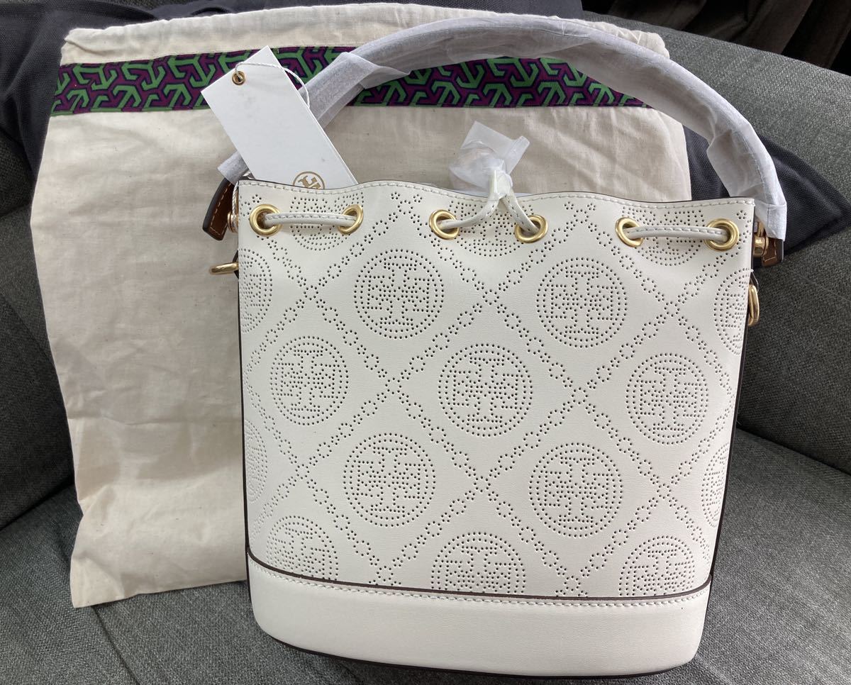 トリーバーチ TORY BURCH MONOGRAM パンチングレザー 巾着袋 ミニ