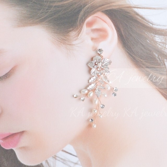 ローズゴールド ヘッドドレス ウェディング ピンク 結婚式 ヘアアクセサリー 新品 アクセサリー 髪飾り ティアラ ブライダル ウエディング_画像7