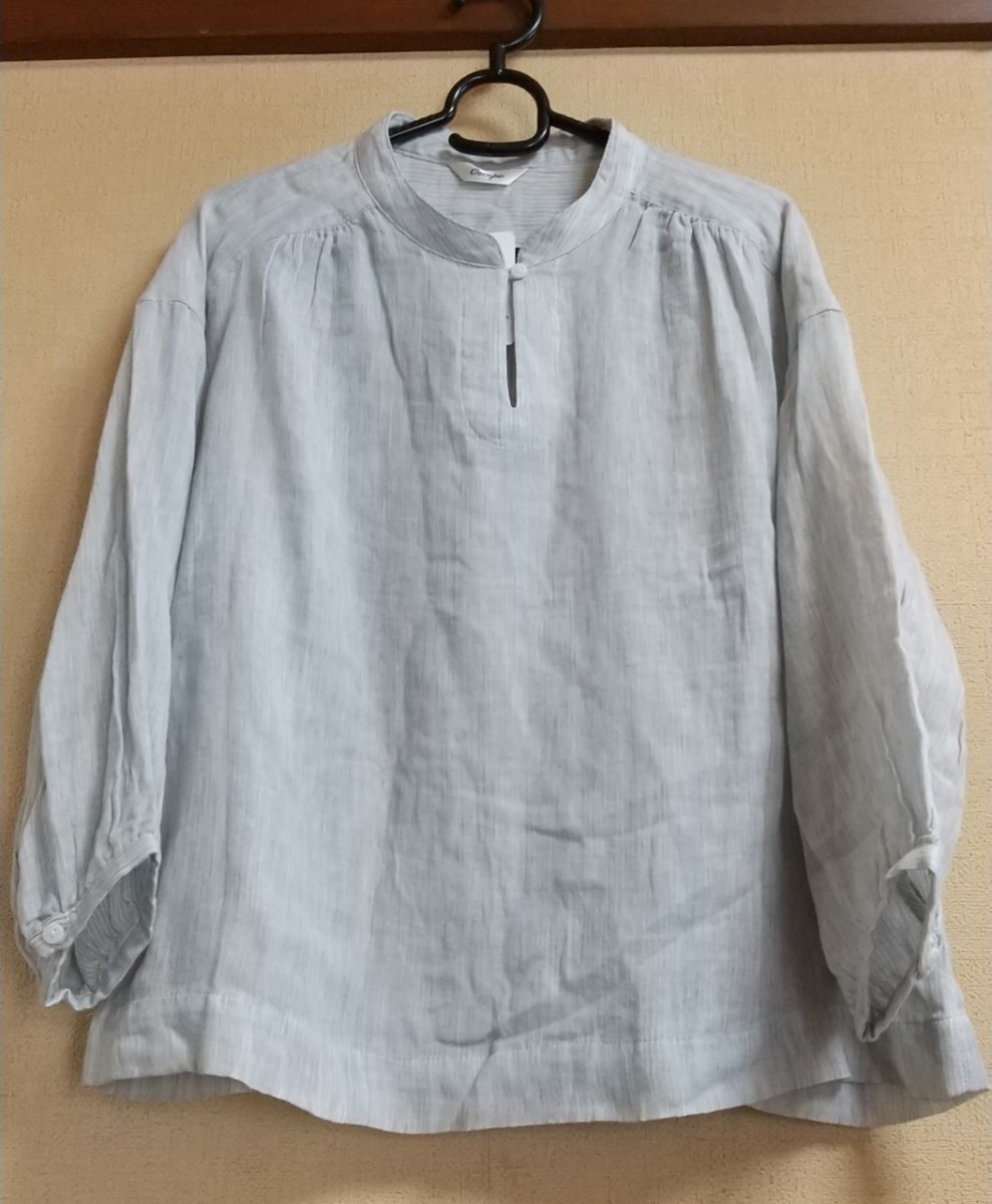 タグ付き未使用新品 oscope コットンシャツ 七分袖 夏 レディース Mサイズ グレー
