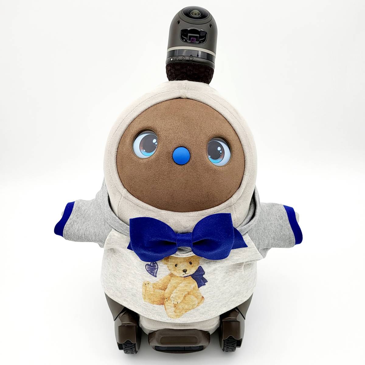 PayPayフリマ｜ラボット LOVOT ラボットの服ハンドメイド リボンタイ付きくまちゃんプリントパーカー（ブルー）