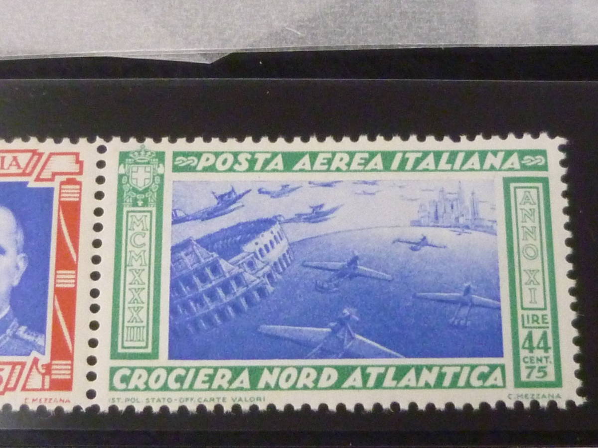 22SE A N64 Italy stamp 1933 year aviation SC#C48-49 ream .tab attaching pair 2 kind . unused NH*VF * explanation field obligatory reading 