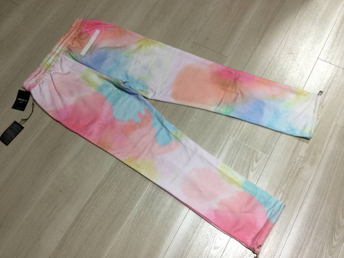 # new goods unused goods!! forever21 men\'s sweat pants pants Thai large pattern multicolor XS cotton 100% postage 710 jpy!