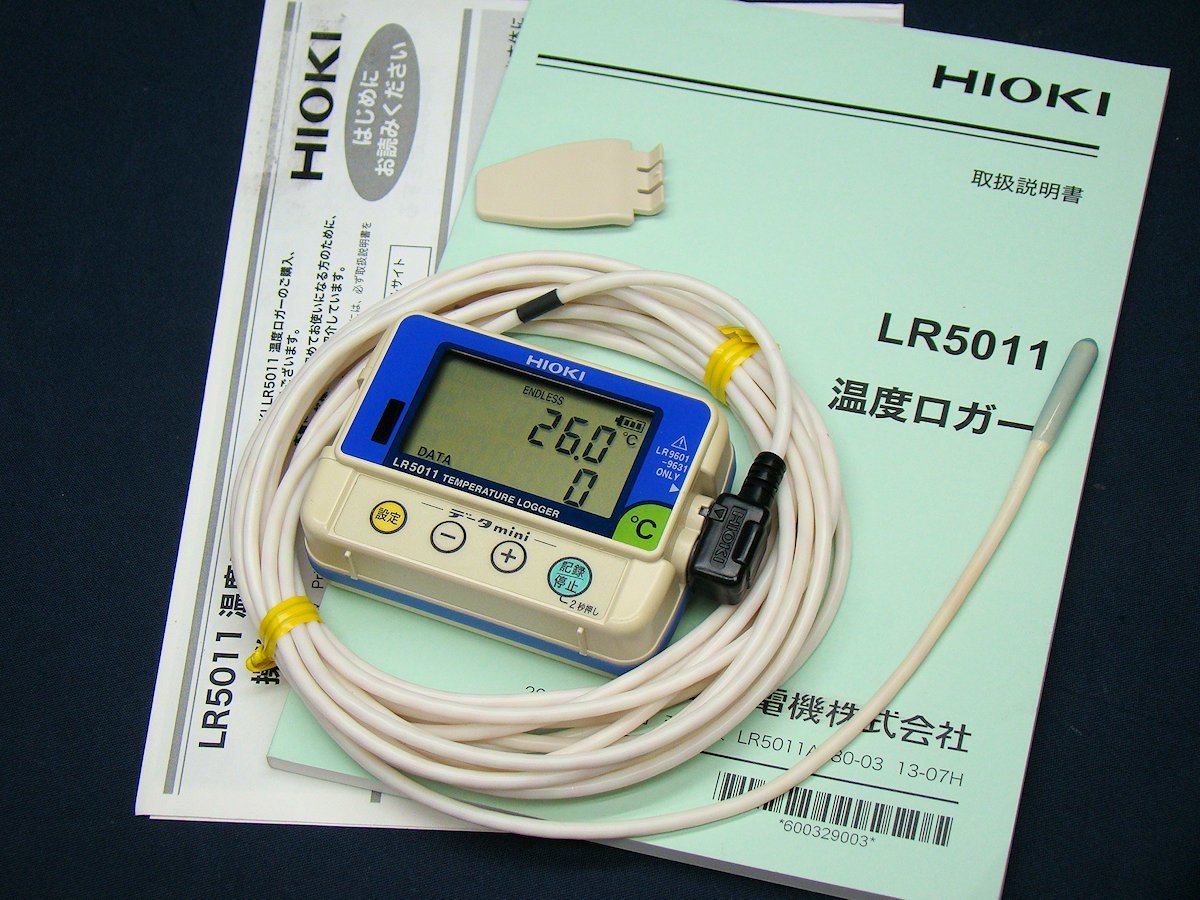 HIOKI 日置 LR5011 温度ロガー センサ LR9602 5m -40～180℃ 中古_画像1