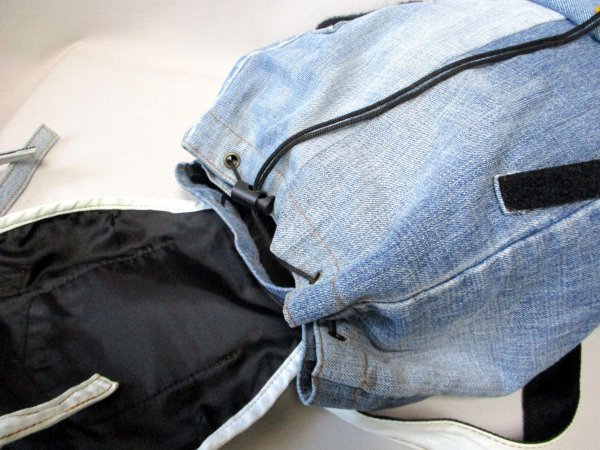 [O523] hand made rucksack * Denim button . attaching H41cm