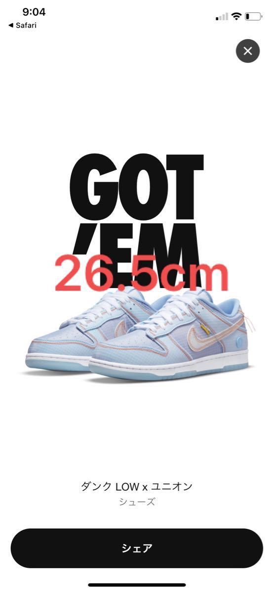 NIKE ダンク LOW x ユニオン Argon 26.5cm