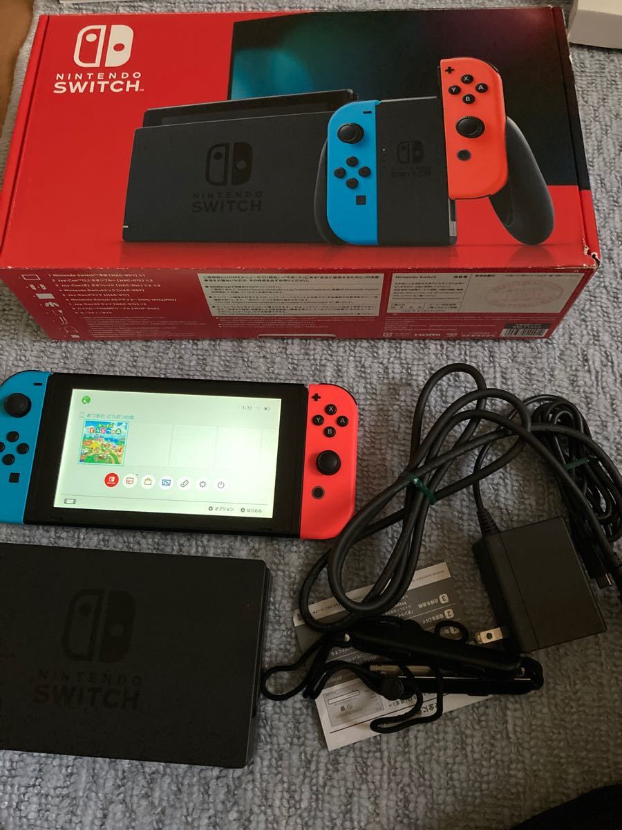 Nintendo Switch JOY-CON(L) ネオンブルー/(R) ネオンレッド 新型　本体セット中古品　動作品