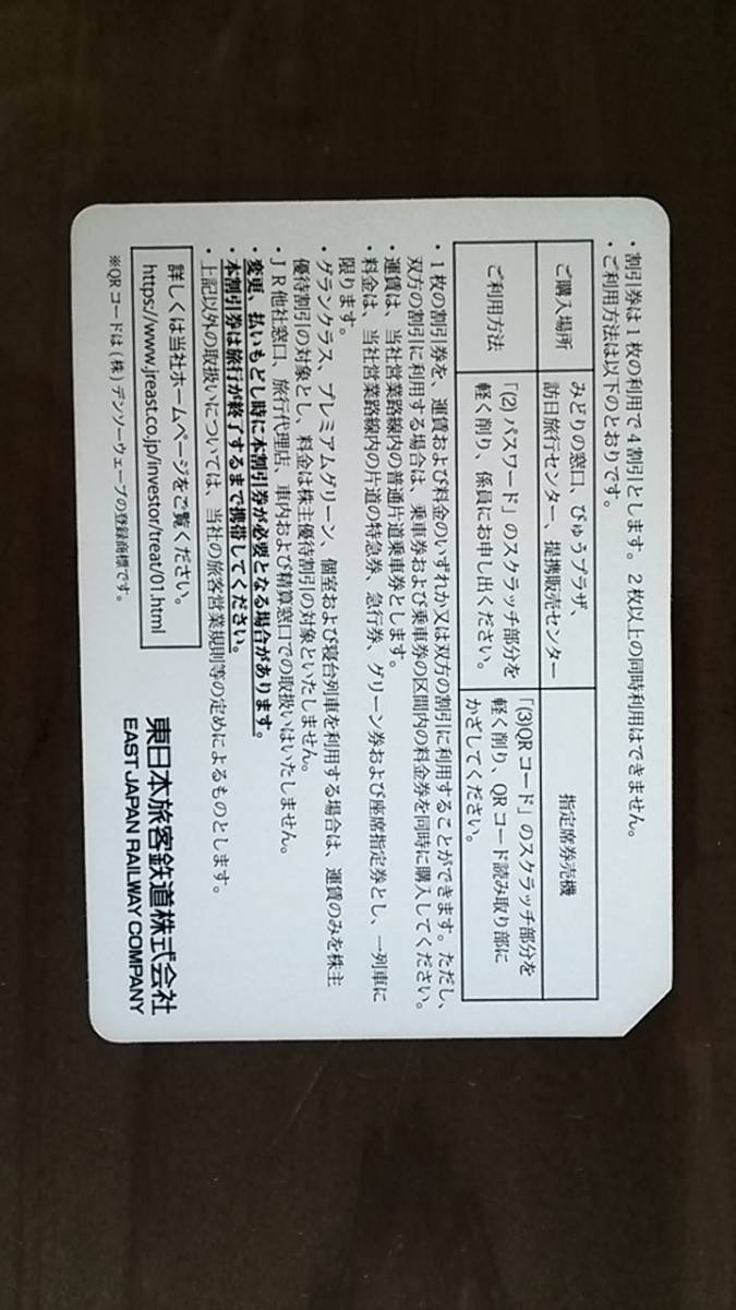 ☆JR東日本株主優待割引券 １枚☆有効期限2022.5.31迄_画像2