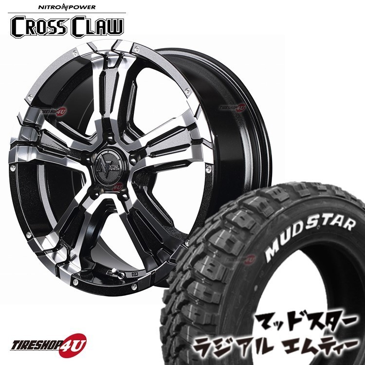 4本セット NITROPOWER クロスクロウ CROSS CLAW 17X7.0J 5/114.3 BKM MUDSTAR radial M/T 225/60R17 ホワイトレター デリカD5 フォレスター_画像1