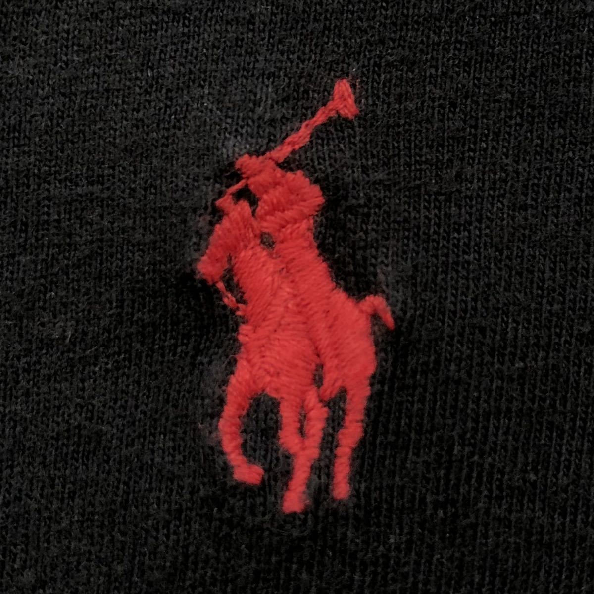 90s【POLO RALPH LAUREN】ポニーロゴ刺繍 Tシャツ ブラック Mサイズ USA古着 オーバーサイズド ポロラルフローレン 黒 無地 ビッグサイズ_画像3