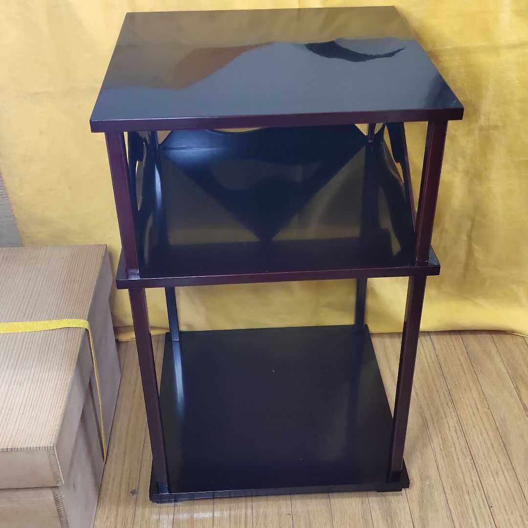 茶道具 四方棚 二重棚 茶棚 木製漆器 洛東 泰軒作 共箱 旧家蔵出し 美
