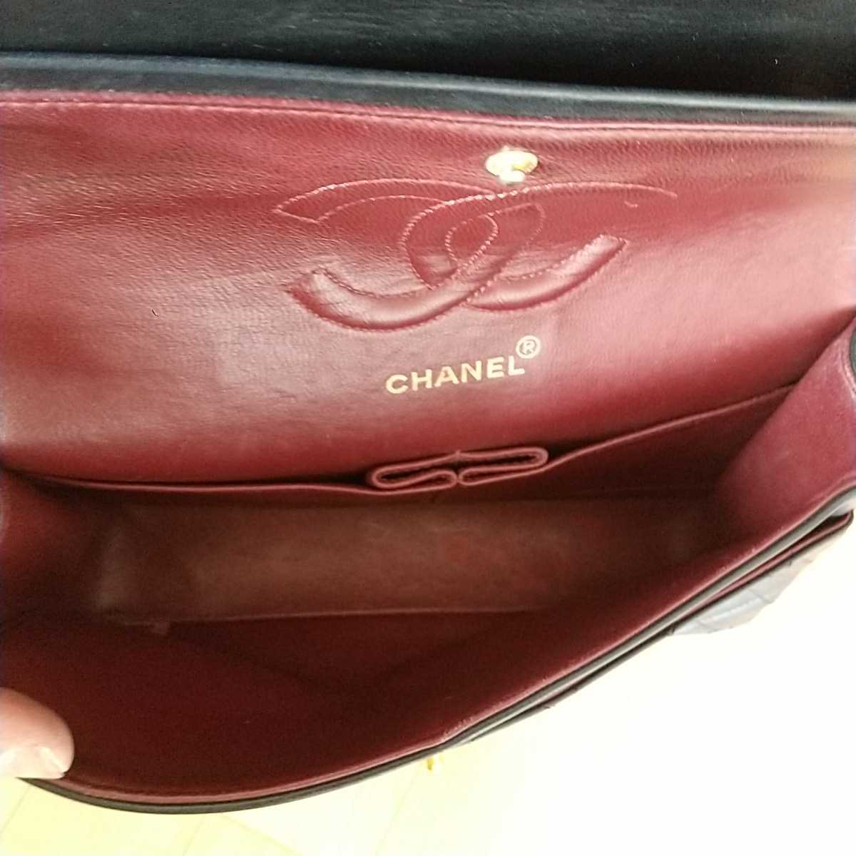 1円～ 美品♪正規品 シャネル CHANEL　チェーンショルダーバッグ ハンドバック マトラッセ　ダブルフラップ ラムスキン 25 カード有 _画像9