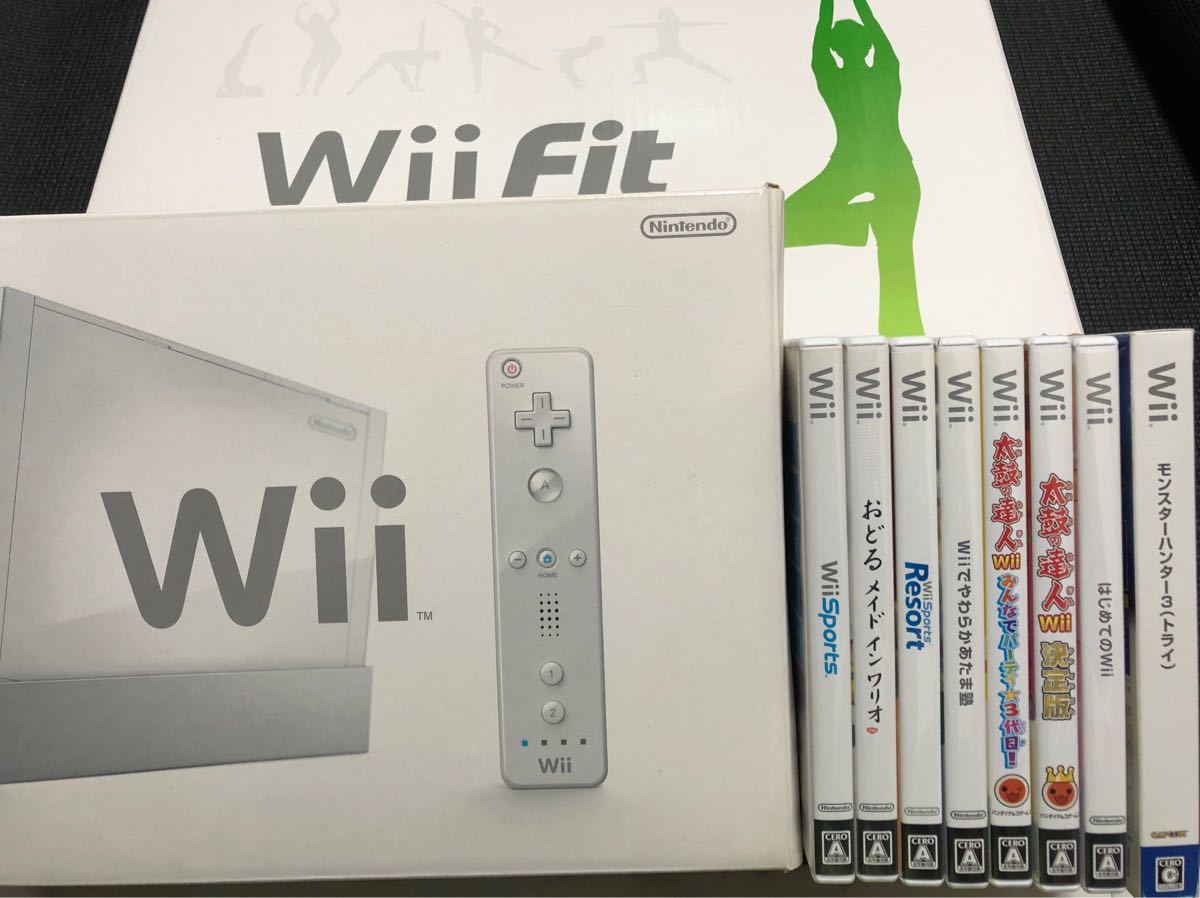 任天堂Wii &Wii fit +ソフト7本+モーションプラス2本分+追加リモコン+リモコンカバー2本分※箱アリ