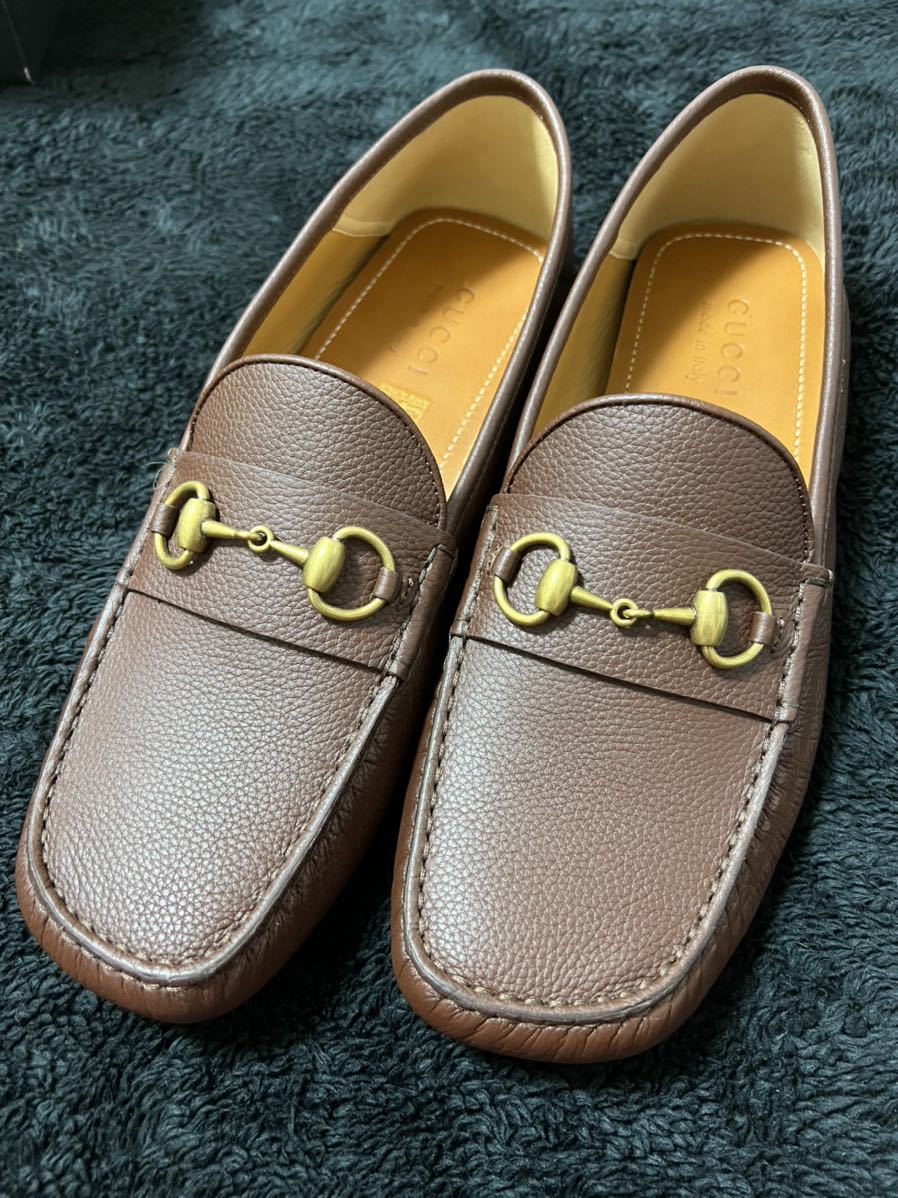 新品未使用□グッチ GUCCI メンズ靴本革ブラウン茶色 ドライビング