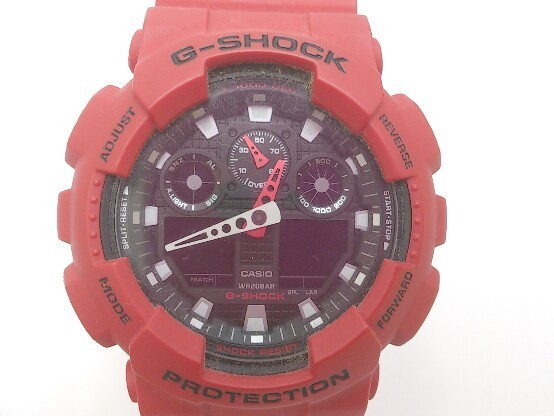CASIO カシオ　 腕時計 G-SHOCK クォーツ　デジタル　GA-100B　動作未確認 レッド メンズ 1205000012797_画像2