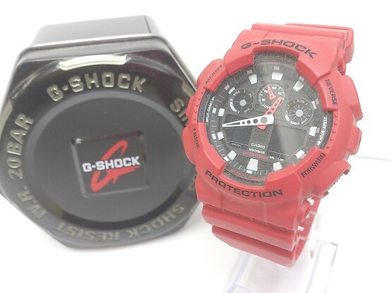 CASIO カシオ　 腕時計 G-SHOCK クォーツ　デジタル　GA-100B　動作未確認 レッド メンズ 1205000012797_画像1