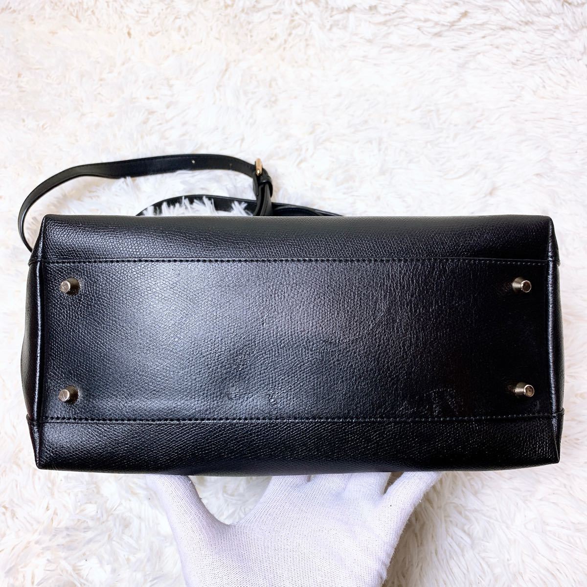 FURLA フルラ 2way ショルダーバッグ ハンドバッグ レザー ブラック 黒 パイパー チャーム付 レザー レディース 7