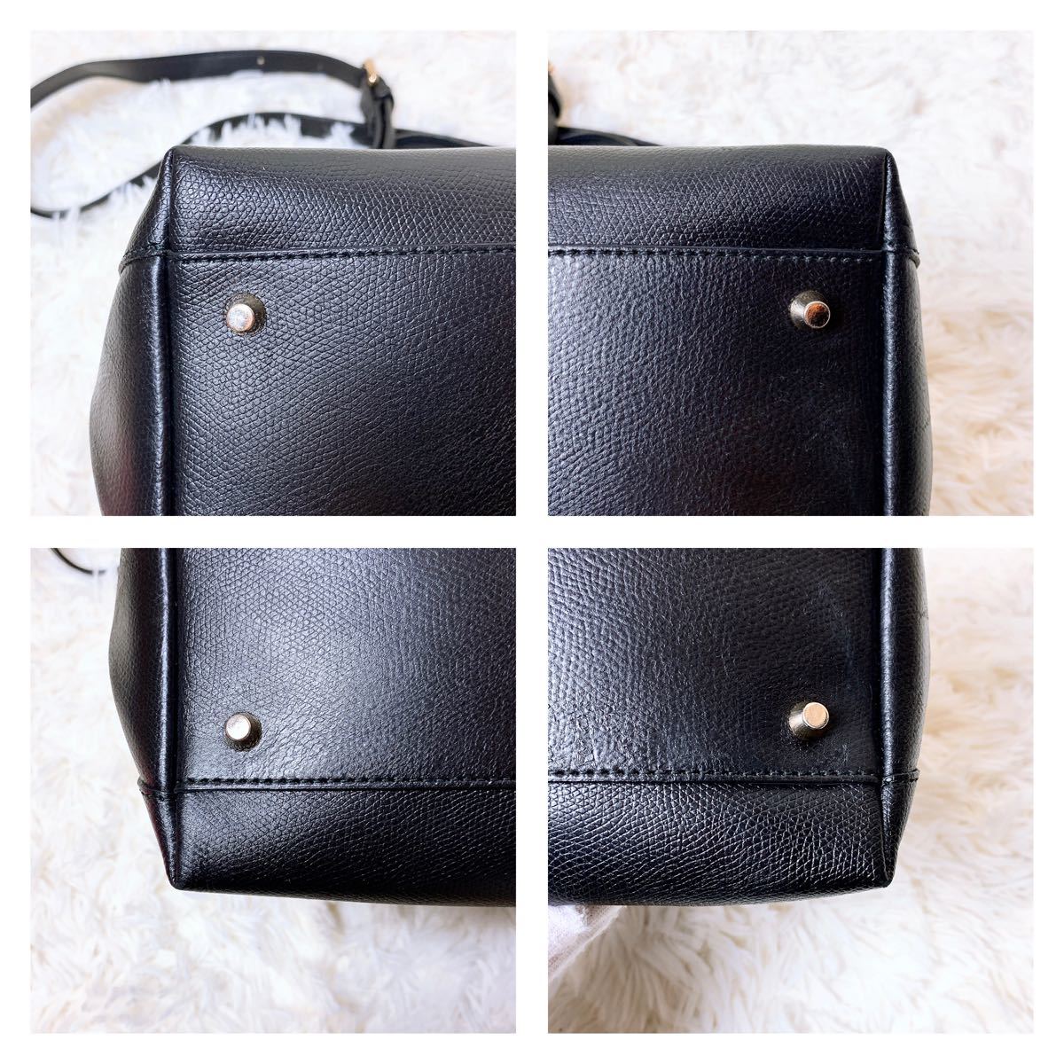 FURLA フルラ 2way ショルダーバッグ ハンドバッグ レザー ブラック 黒 パイパー チャーム付 レザー レディース 8