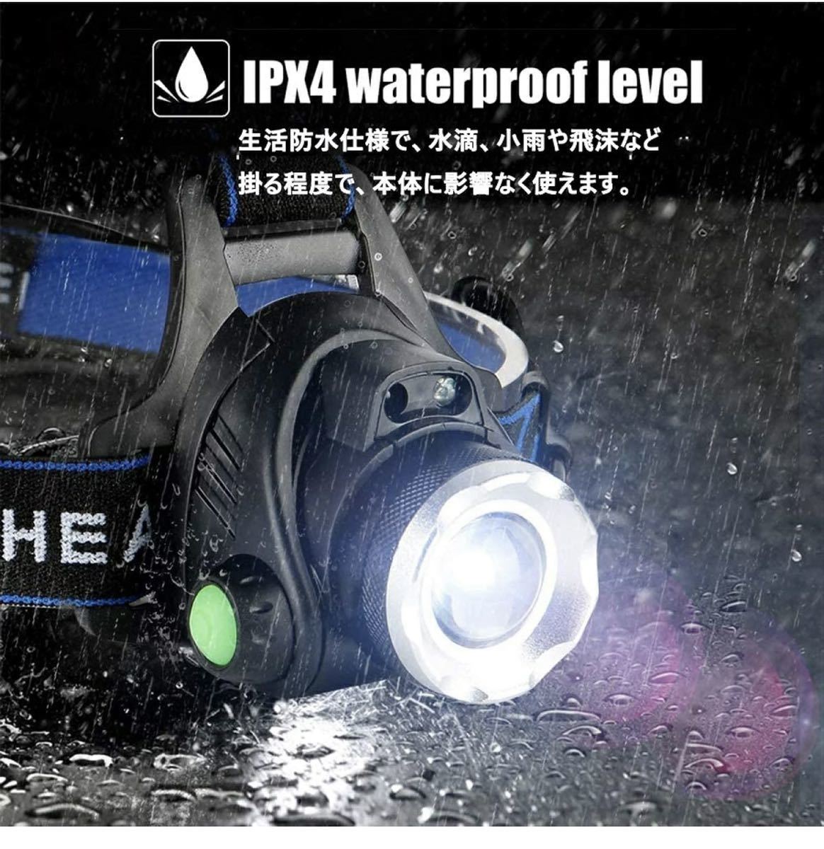 ヘッドライト LED ヘッドランプusb充電式 高輝度CREE T6 人感センサー 角度調節可能