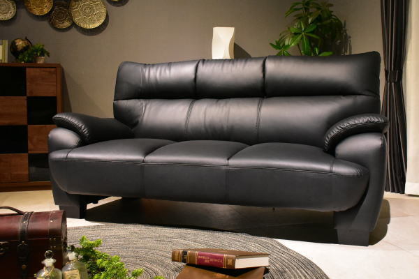 ST56Q19=【地域限定送料無料 新品未使用 1円~】本革張りモダン3人掛け