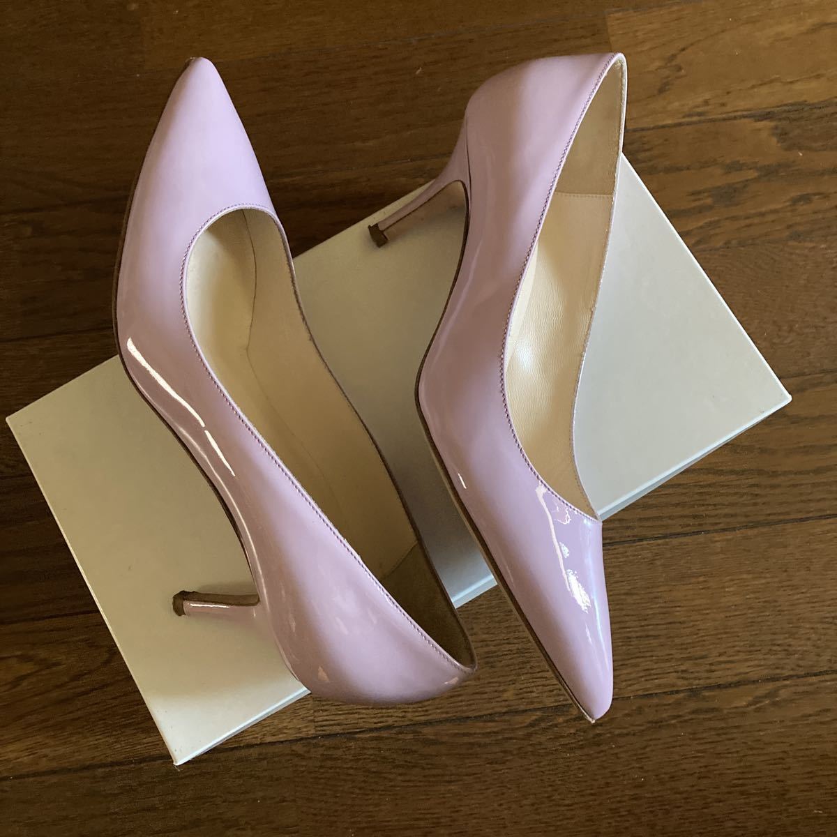  including postage ) MELITApo Inte dotu enamel pumps 38pa tent leather original leather sole Italy made lavender purple imported car 