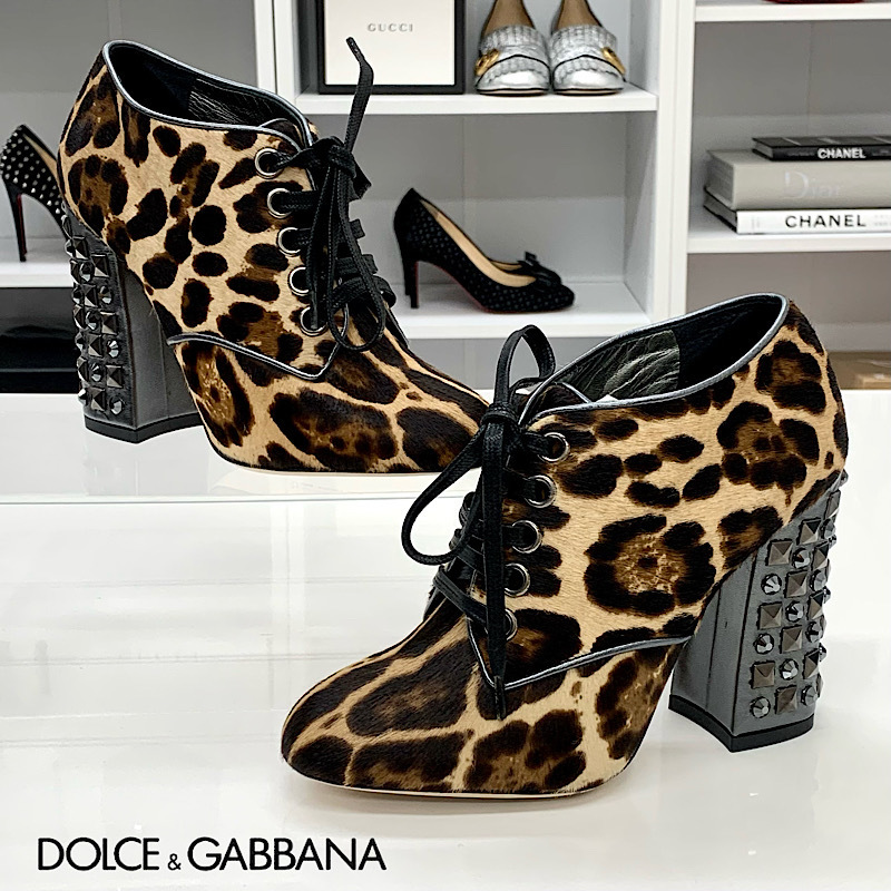 3711 Dolce & Gabbana is lako Leopard studs bootie Brown 