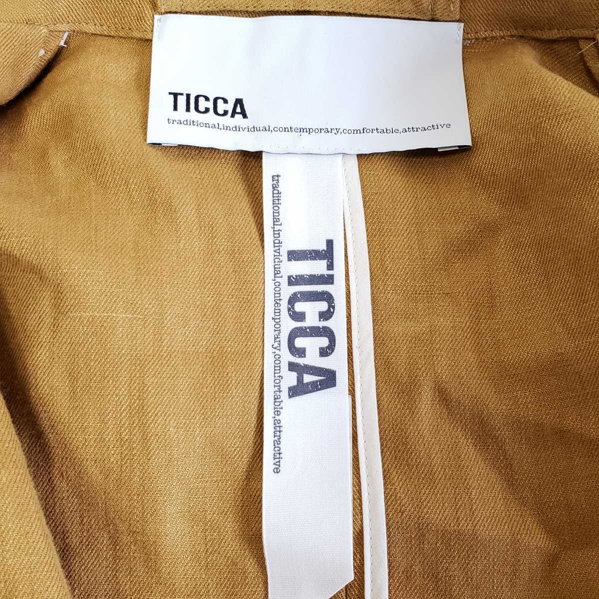 美品◆TICCA ティッカ 19SS リネンダブルブレスト ソフトジャケット/リネンジャケット/麻100％（1）キャメル系_画像6