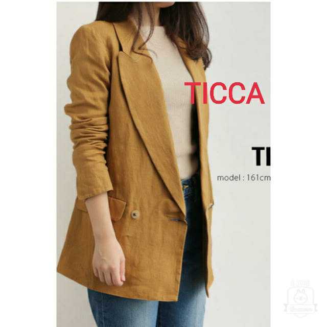 無料発送 美品◆TICCA ティッカ 19SS リネンダブルブレスト ソフトジャケット/リネンジャケット/麻100％（1）キャメル系 Sサイズ