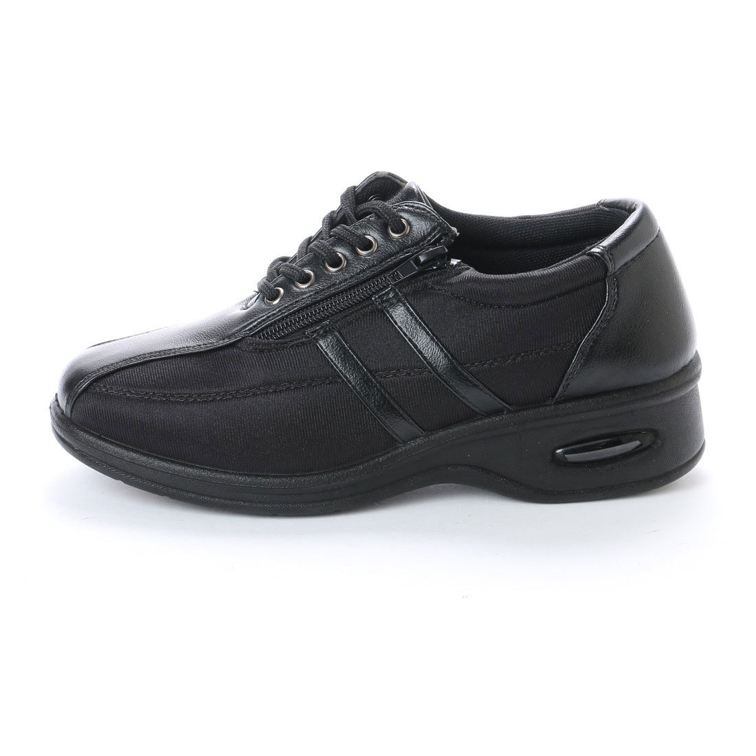 * new goods *[17444_BLACK_24.0] woman casual shoes light weight & soft feeling air cushion sole race up type 