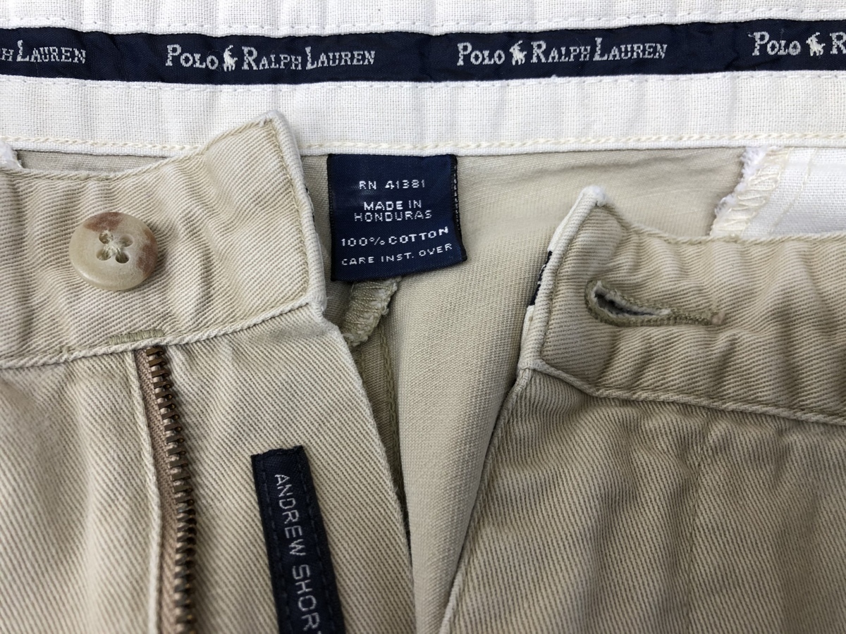 USA б/у одежда Polo * Ralph Lauren Polo chino укороченные брюки two tuck брюки из твила шорты w34 бежевый America б/у одежда 