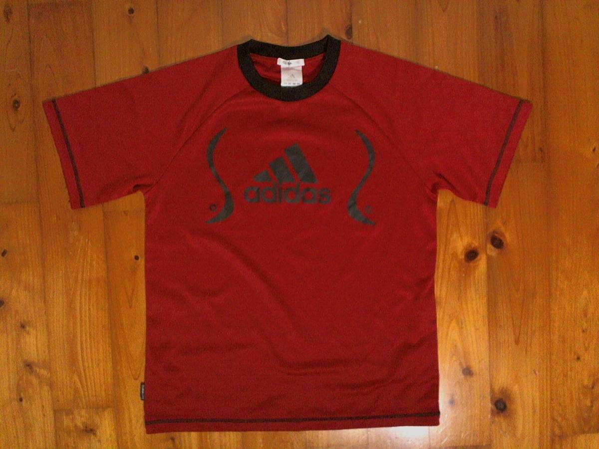 ★難有☆アディダス★adidas★半袖Tシャツ ドライTシャツ 160サイズ 濃赤　エンジ_画像1