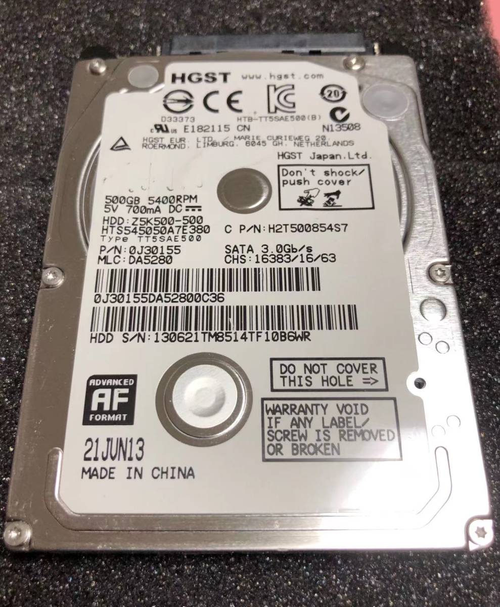 HGST５００GB ★内臓 2.5インチ HDD 500GB 動作品 5400rpm_画像1