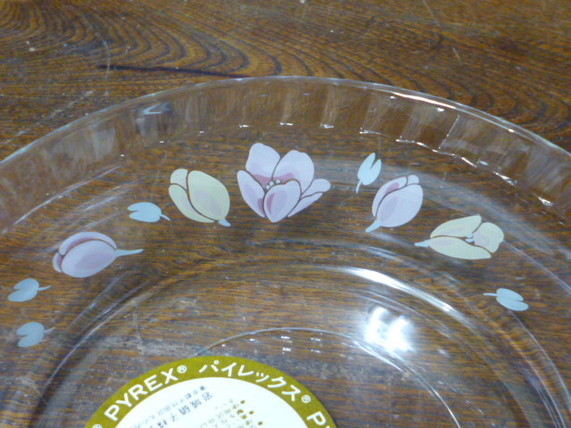  Showa Retro PYREX IWAKI heat-resisting glass container cover attaching floral print flower Pyrex rock castle glass crocus kitchen interior display 