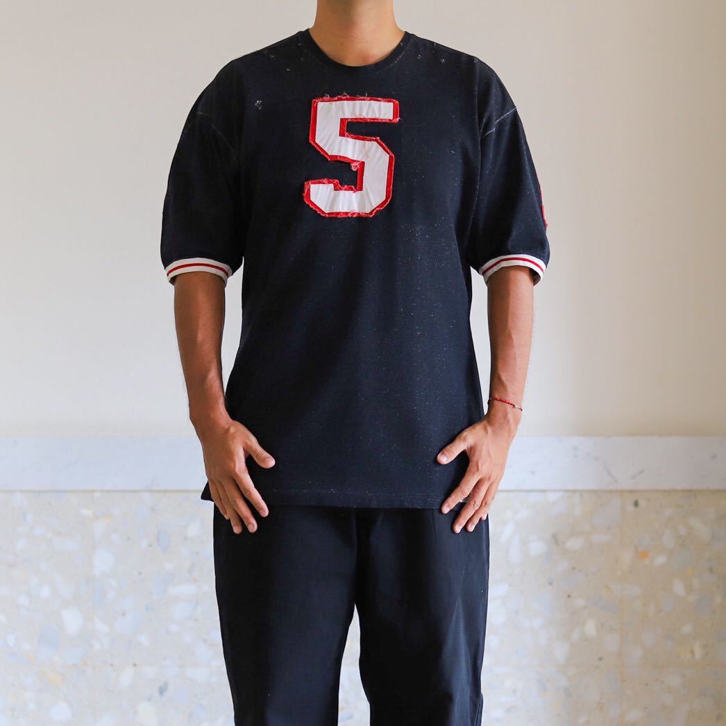 【希少】50'S VINTAGE Wilson FOOTBALL SHIRT USA製 ヴィンテージ フットボールシャツ 半袖 Tシャツ トップス サイズ44 実寸XL グレー_画像9