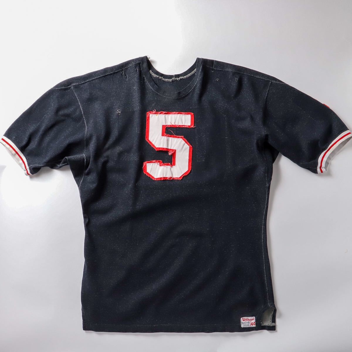 【希少】50'S VINTAGE Wilson FOOTBALL SHIRT USA製 ヴィンテージ フットボールシャツ 半袖 Tシャツ トップス サイズ44 実寸XL グレー_画像2