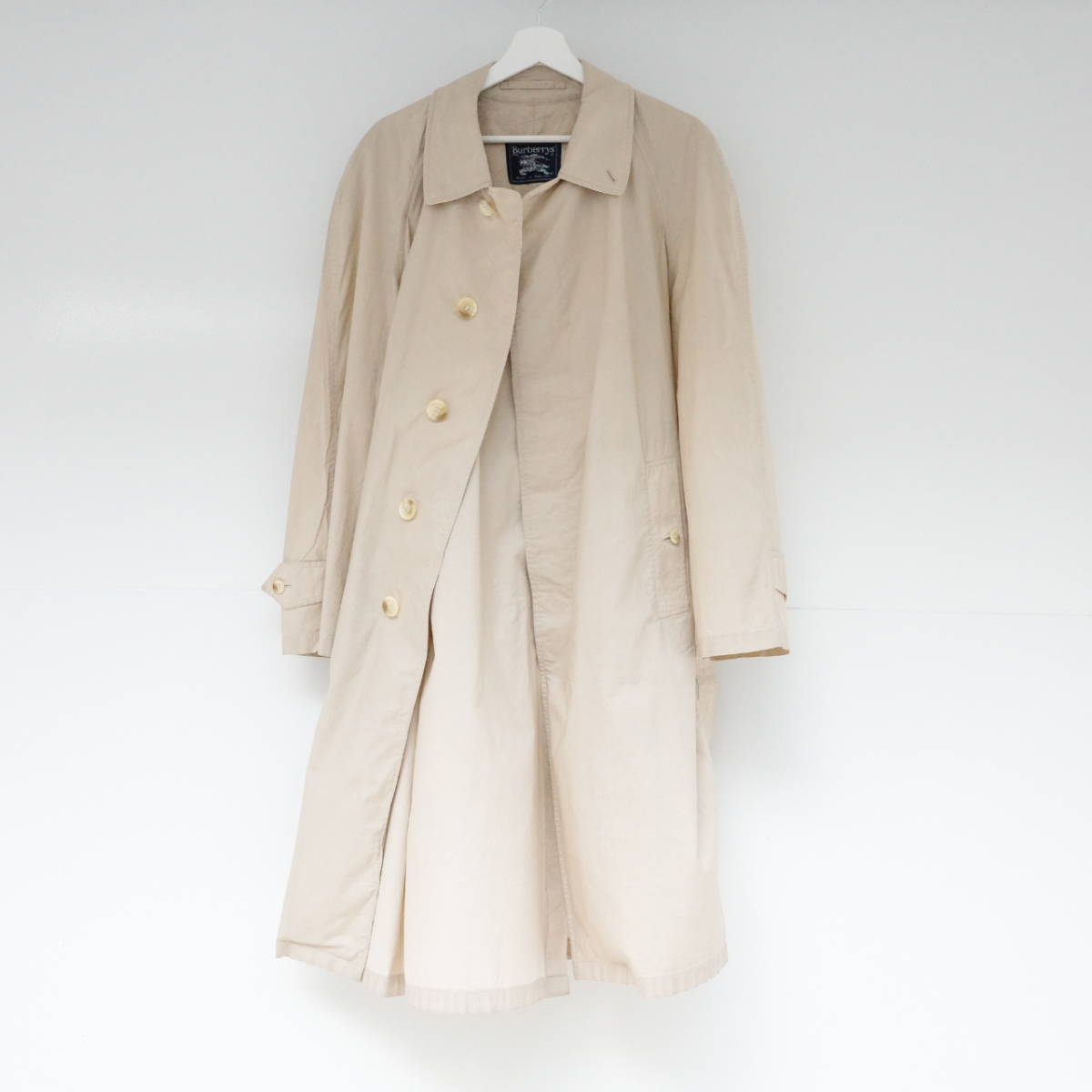 【値下げ】 size48 100%COTTON coat balmacaan lining no cotton Burberry MADE スプリングコート ステンカラー バーバリー ENGLAND IN Lサイズ