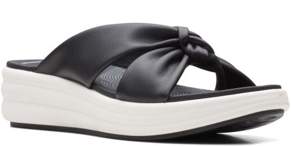 送料無料 Clarks 23.5cm フラット ウェッジ スライド サンダル ブラック 軽量 黒 フォーマル ローファー スニーカー ヒール パンプス RRR23