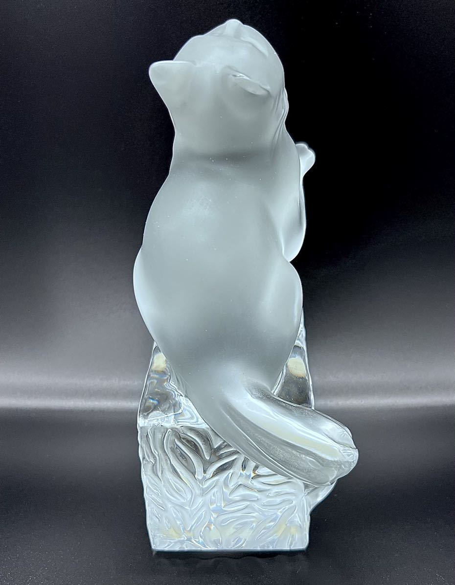美品】LALIQUE ラリック 猫 台座 高さ:14.5cm クリスタルガラス