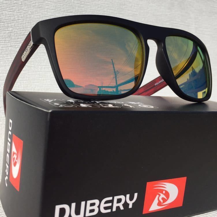 新品 DUBERY 偏光サングラス 釣り、スポーツに 偏光レンズUV400 軽量　オレンジミラー